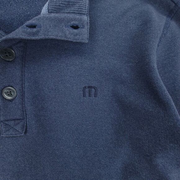 TRAVIS MATHEW Henley Pullover Rib Fleece Golf Sweatshirt Navy Large Quiet Luxury - Picture 4 of 9